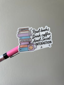 Read Books Avoid Social Interaction Vinyl Sticker Die Cut