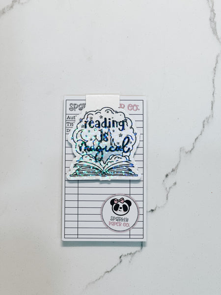 Sparkly Reading Is Magical Magnetic Bookmark