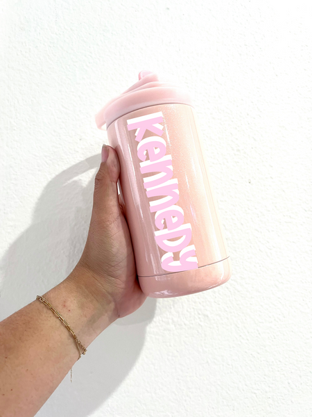 Glitter Pink 12 oz CUSTOM NAME Water bottle