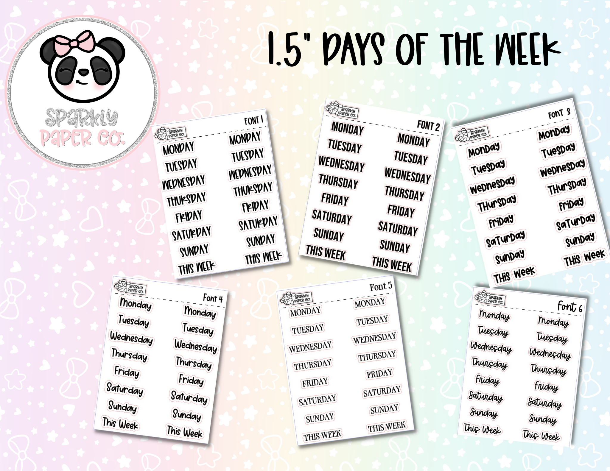Days Of The Week Stickers 1.5"