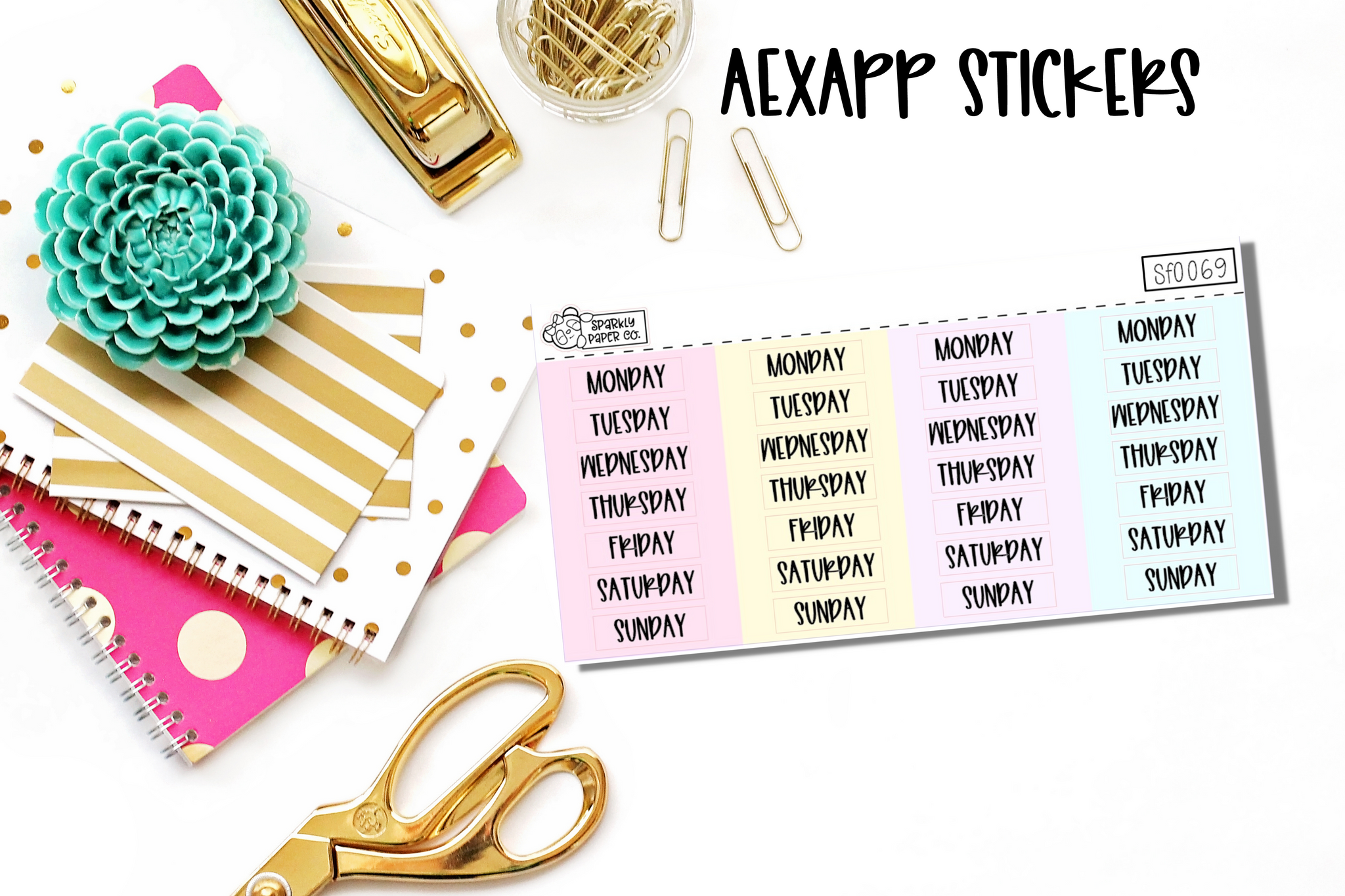 Pastel Monthly Days of the Week AExAPP Stickers (sf0069)