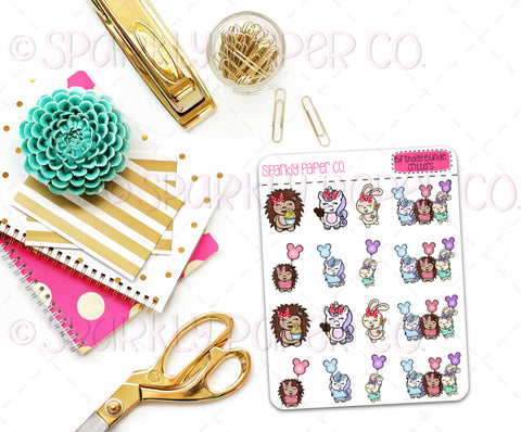 Magical Birthday Critters Stickers ( matte removable)