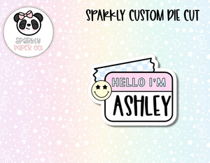 Hello Sparkly Custom Sticker Die Cut