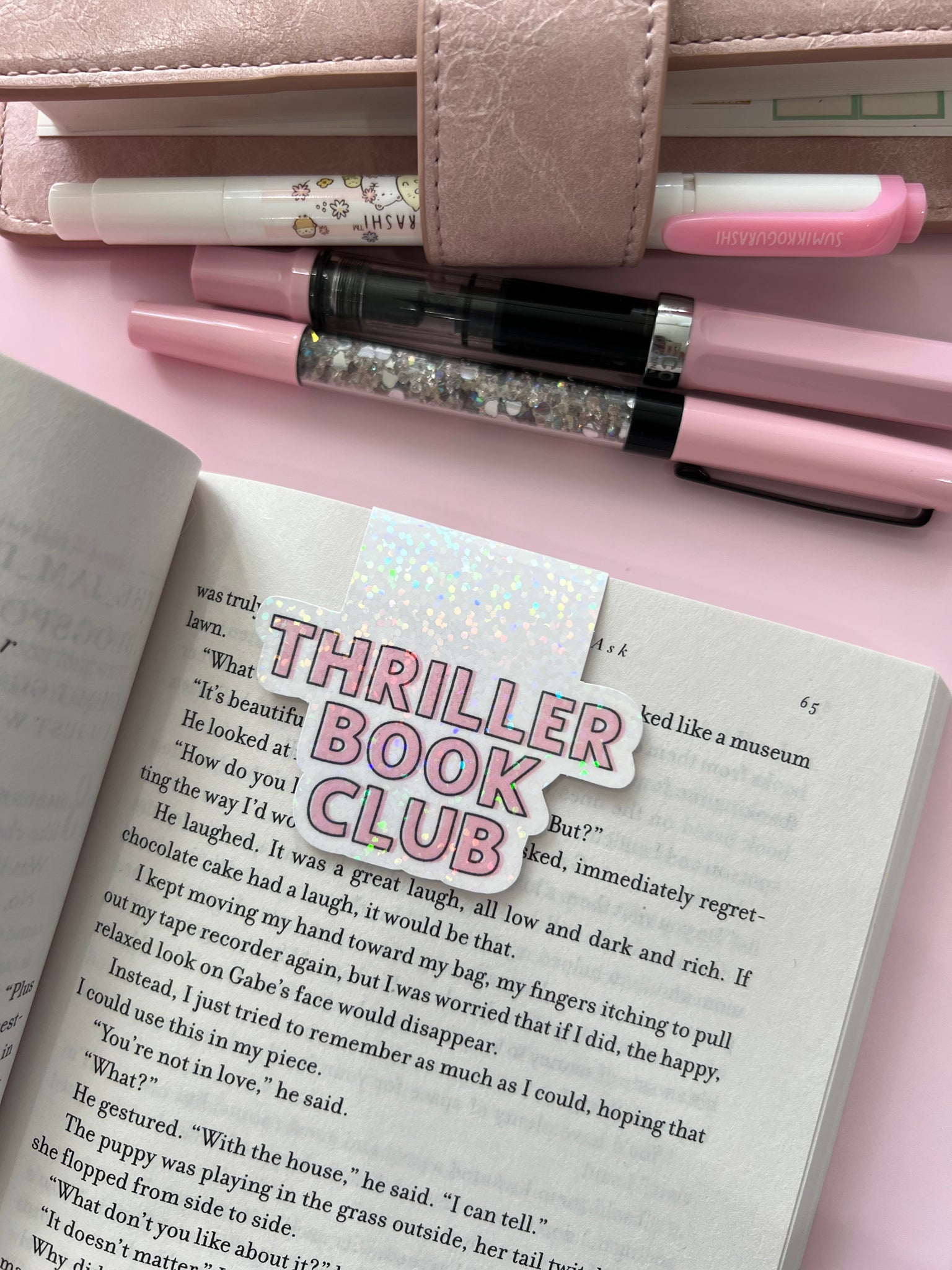 Pink Thriller Book Club Magnetic Bookmark
