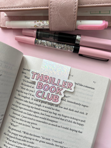 Pink Thriller Book Club Magnetic Bookmark
