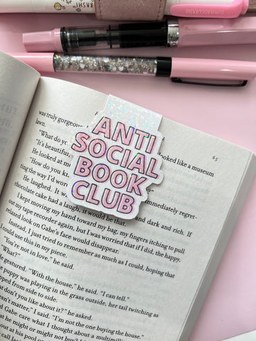 Pink Anti Social Book Club Magnetic Bookmark