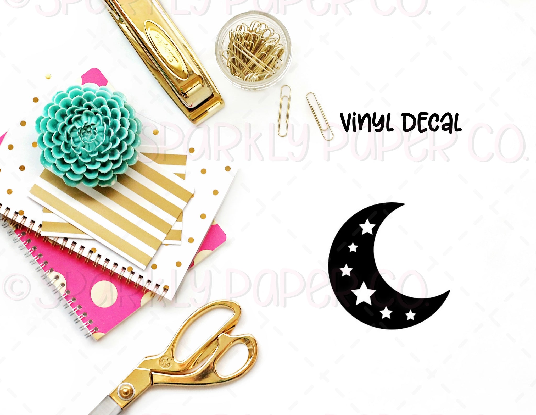 Moon with Stars Vinyl Decal