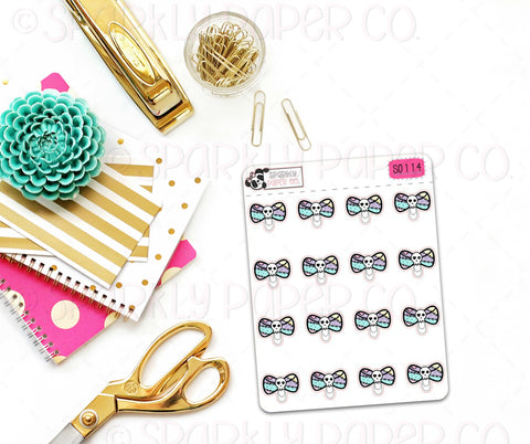 NBC Skull Bow Clips Stickers (matte removable)S0113