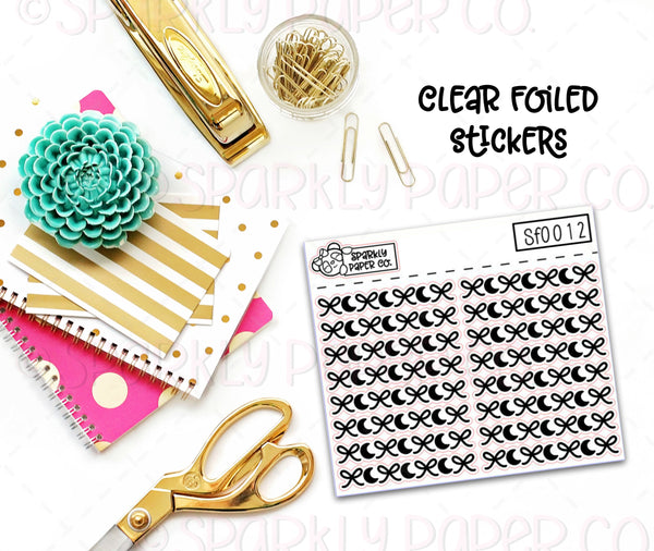 Bows and Moons Header/Dividers Clear Foiled Stickers (sf0012)