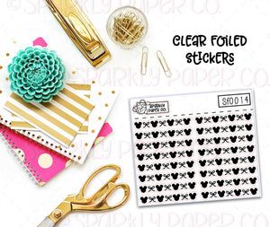 Bows and Mouse Heads Header/Dividers Clear Foiled Stickers (sf0014)