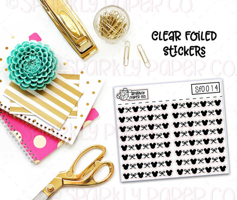 Bows and Mouse Heads Header/Dividers Clear Foiled Stickers (sf0014)