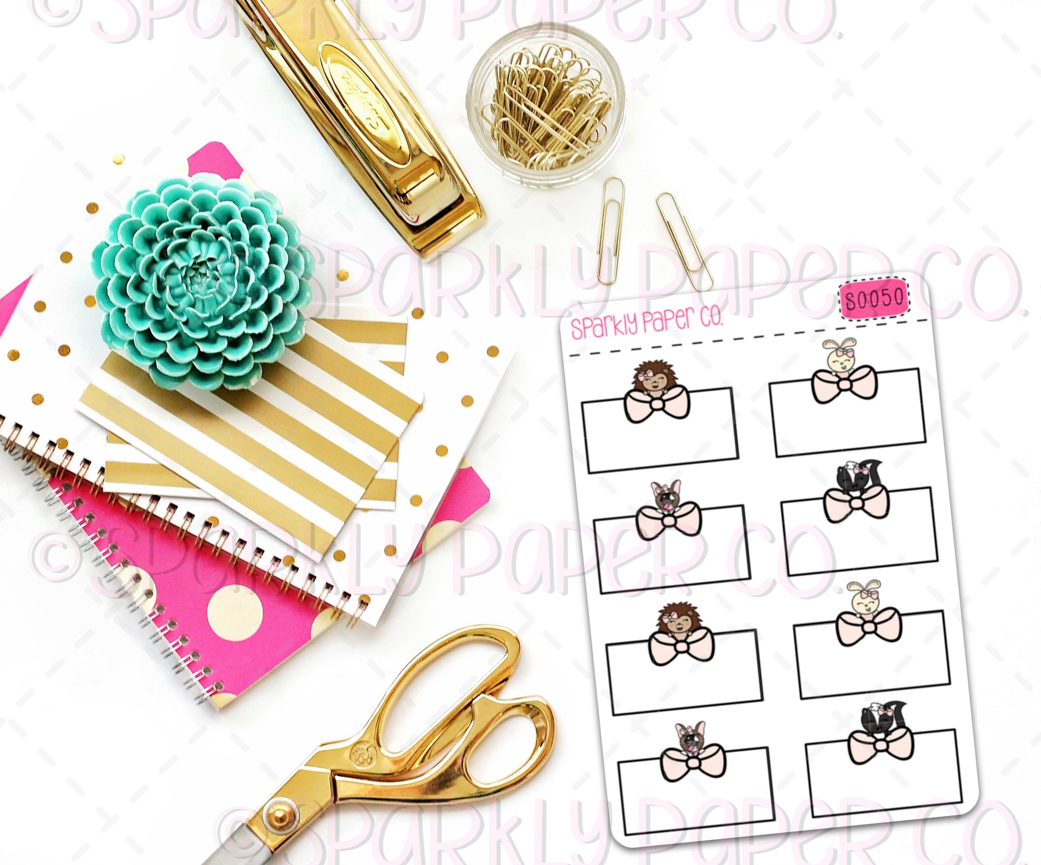 Critter Bow Half Box Planner Stickers (matte removable) S0050