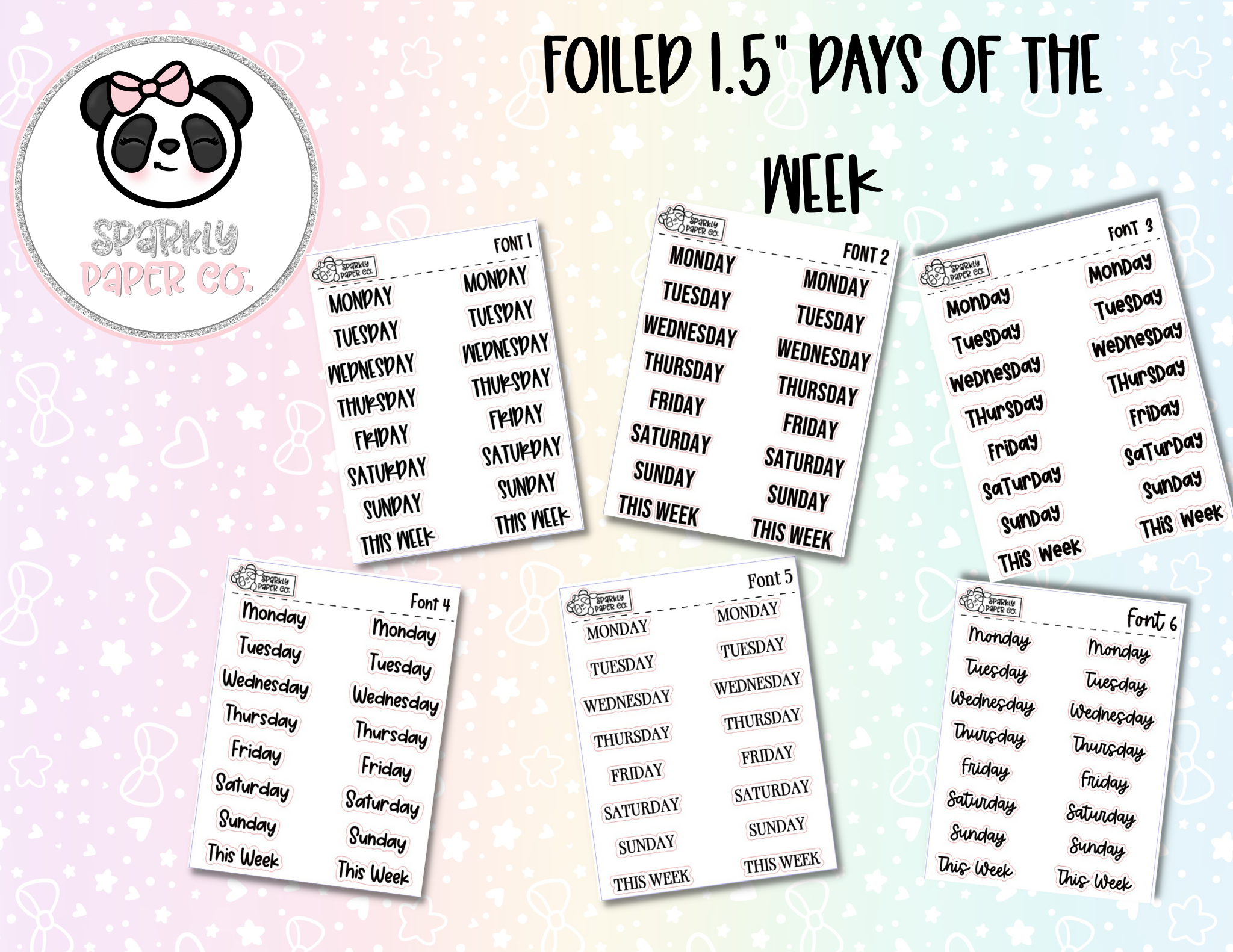 FOILED Days Of The Week Stickers 1.5 – Sparkly Paper Co.