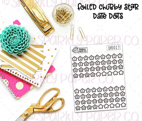 Foiled Chubby Star Date Dots (clear paper) SF0027