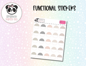 Neutral Half Colored Circle Stickers S0173