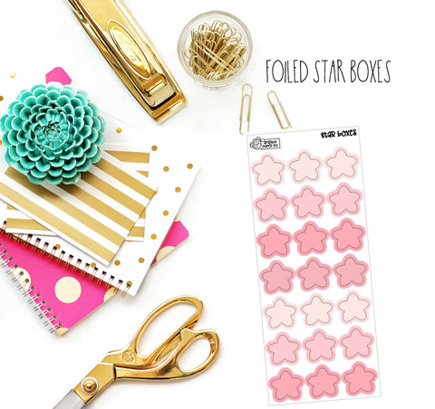 Pink Foiled Star Boxes (Light Gold Foil)