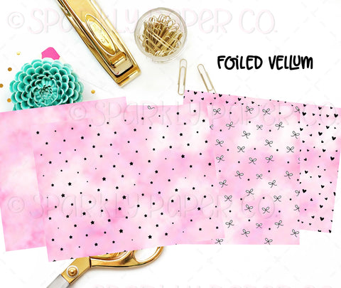 Pink Water Color Foiled Vellum