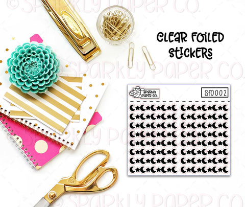 Moon and Stars Header/Dividers Clear Foiled Stickers (sf0002)
